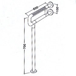 U-образный поручень с креплением к полу для санитарно-гигиенических комнат YJL-8801