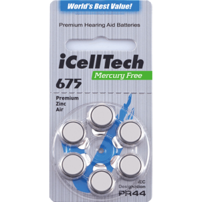 Батарейки для слуховых аппаратов iCellTech 675 6шт/уп