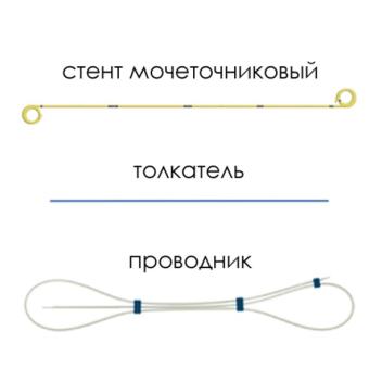 Мочеточниковый стент c покрытием Urotech Yellow Star двухпетлевой  универсальная длина 22-30 см