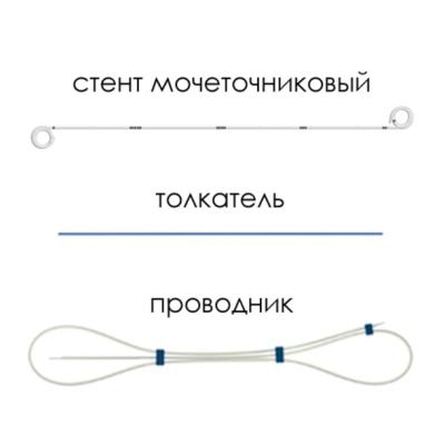 Мочеточниковый стент Urotech White Star набор, двойной завиток, открытый тип, проводник