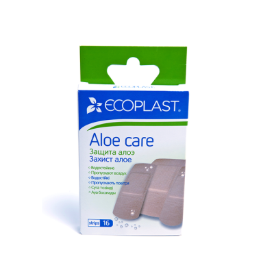 Пластырь фиксирующий с экстрактом алое 16шт/уп 3 размера ALOE CARE Ecoplast полимерный