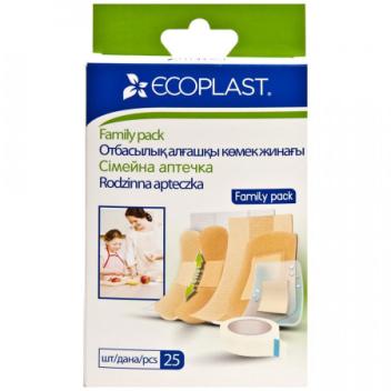 Пластырь фиксирующий 25шт/уп 7 размеров FAMILY PACK Ecoplast разные основы