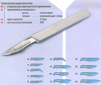 Скальпель брюшистый одноразовый К-ПИ 