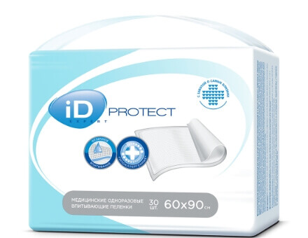 Купить Пеленки одноразовые впитывающие 60*90см 30шт/уп iD Protect EXPERT